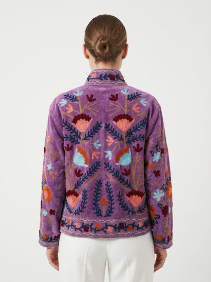 Women's 1015 Suzani Reversible Velvet Jacket – Artistic Embroidered Statement Jacket
