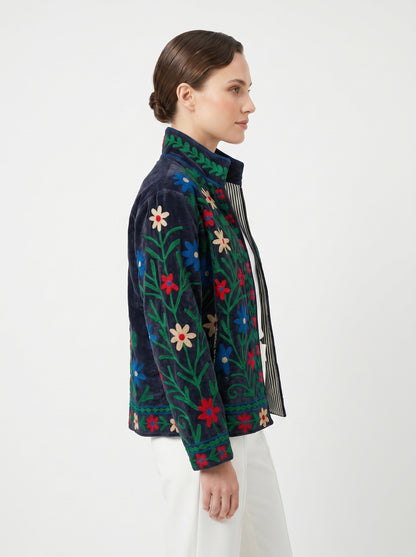 Women's 1014 Suzani Reversible Velvet Jacket – Artistic Embroidered Statement Jacket