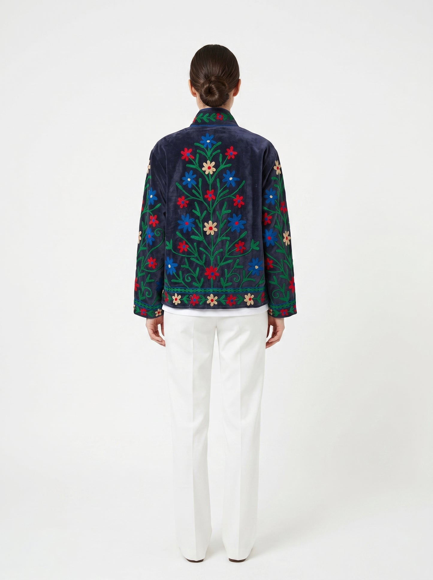 Women's 1014 Suzani Reversible Velvet Jacket – Artistic Embroidered Statement Jacket