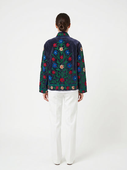 Women's 1014 Suzani Reversible Velvet Jacket – Artistic Embroidered Statement Jacket