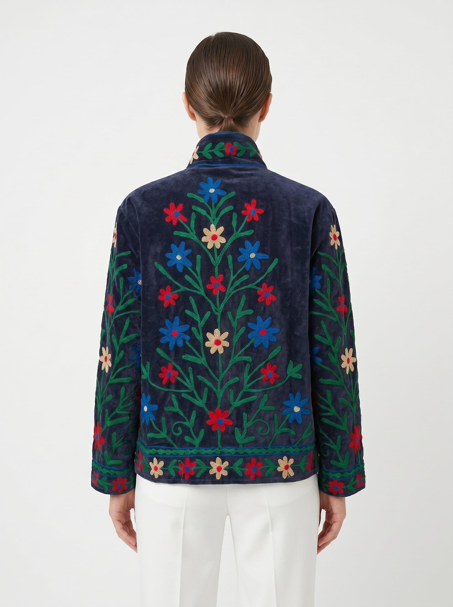 Women's 1014 Suzani Reversible Velvet Jacket – Artistic Embroidered Statement Jacket