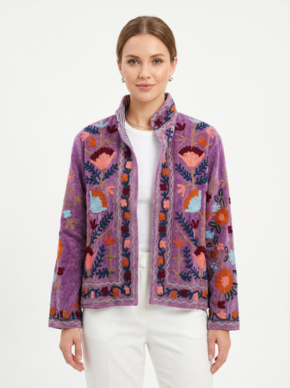 Women's 1015 Suzani Reversible Velvet Jacket – Artistic Embroidered Statement Jacket