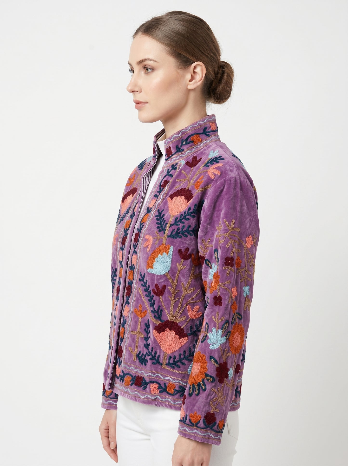 Women's 1015 Suzani Reversible Velvet Jacket – Artistic Embroidered Statement Jacket