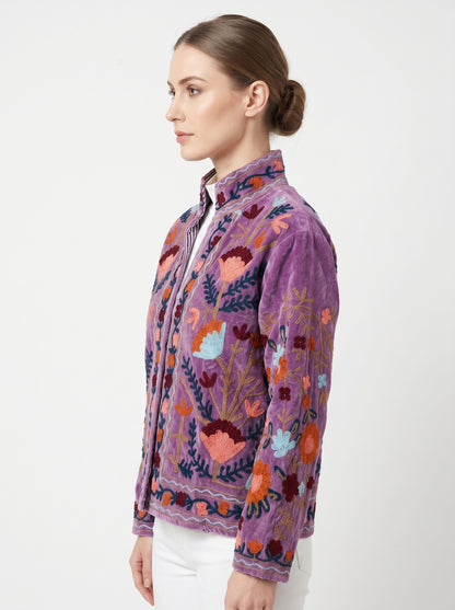 Women's 1015 Suzani Reversible Velvet Jacket – Artistic Embroidered Statement Jacket