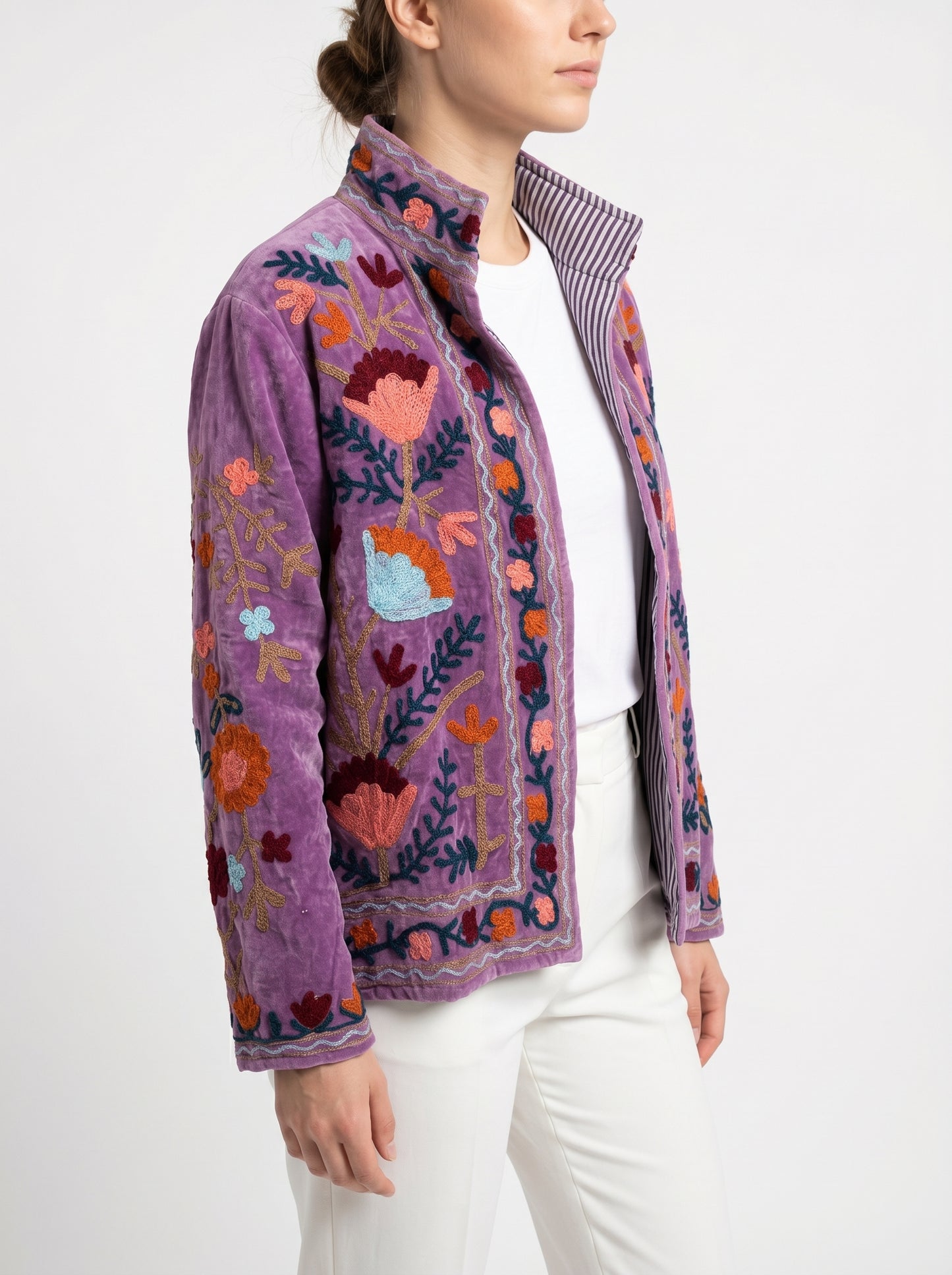 Women's 1015 Suzani Reversible Velvet Jacket – Artistic Embroidered Statement Jacket