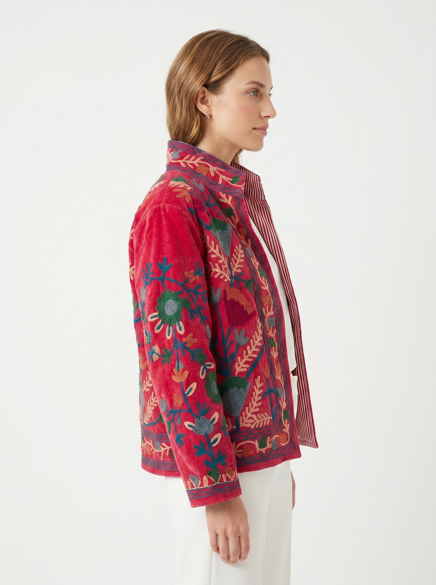 Women's 1018 Suzani Reversible Velvet Jacket – Artistic Embroidered Statement Jacket