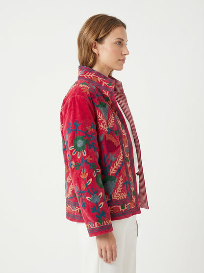 Women's 1018 Suzani Reversible Velvet Jacket – Artistic Embroidered Statement Jacket