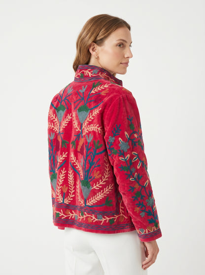 Women's 1018 Suzani Reversible Velvet Jacket – Artistic Embroidered Statement Jacket