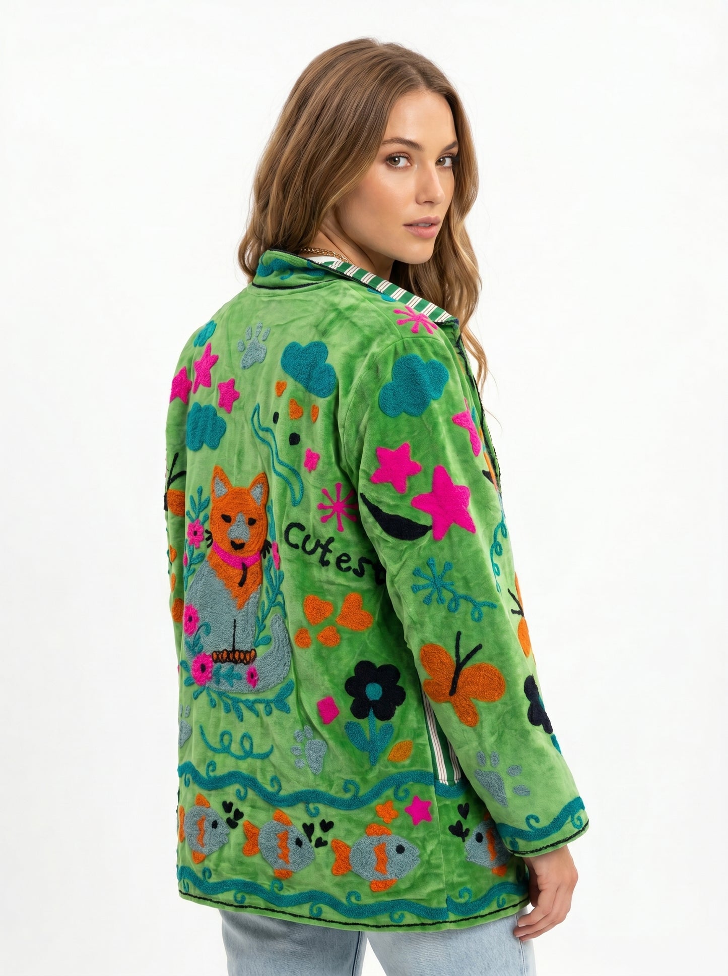 Women's 1017 Suzani Reversible Velvet Jacket – Artistic Embroidered Statement Jacket