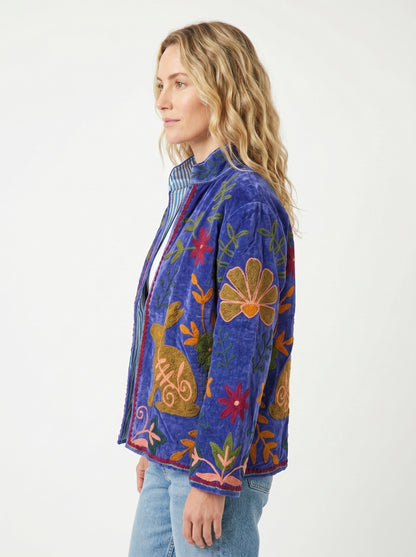 Women's 1019 Suzani Reversible Velvet Jacket – Artistic Embroidered Statement Jacket