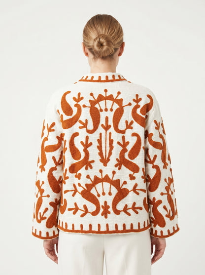 Women's 1021 Suzani Reversible Cotton Jacket – Artistic Embroidered Statement Jacket