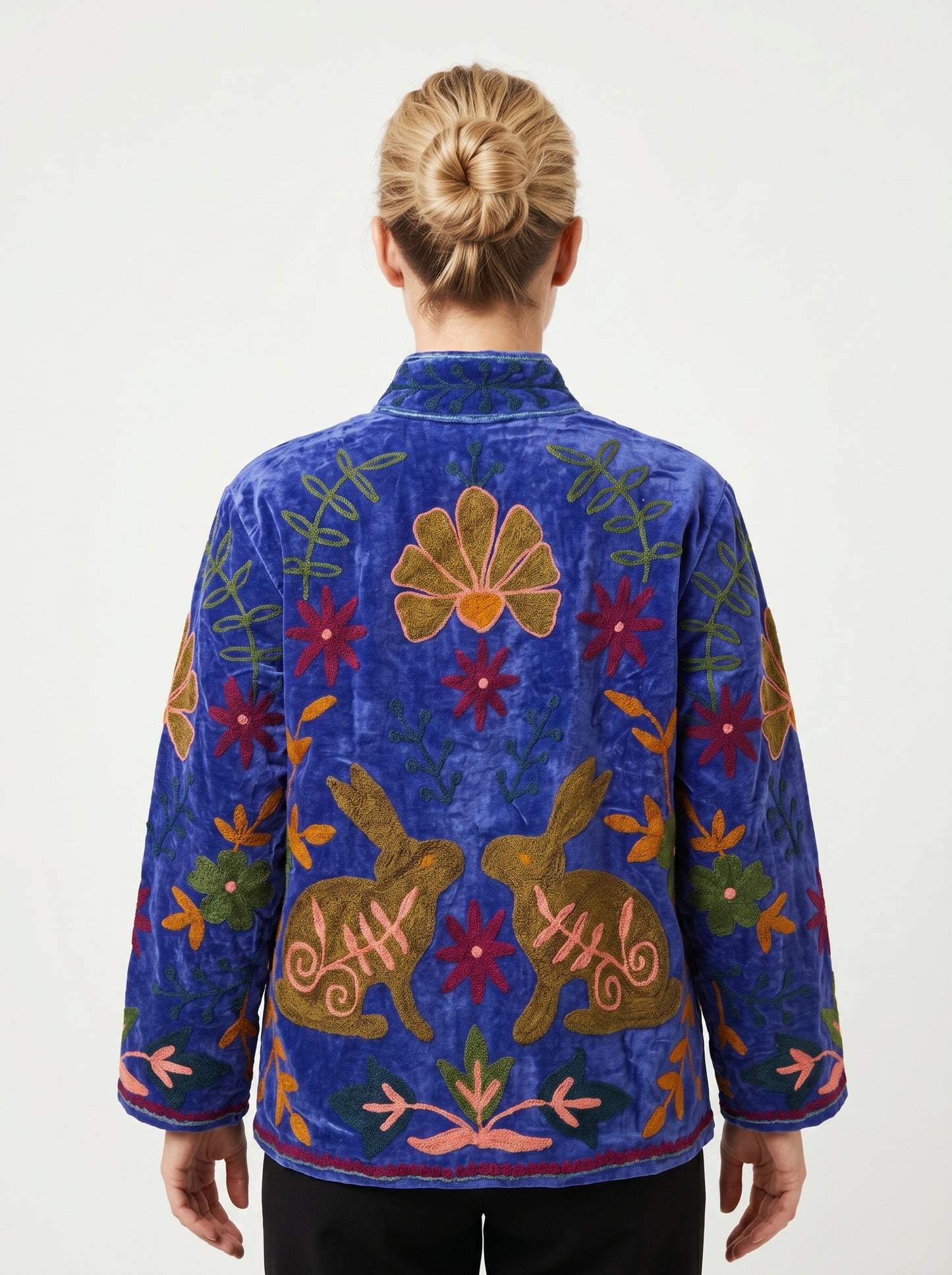 Women's 1019 Suzani Reversible Velvet Jacket – Artistic Embroidered Statement Jacket