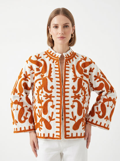 Women's 1021 Suzani Reversible Cotton Jacket – Artistic Embroidered Statement Jacket