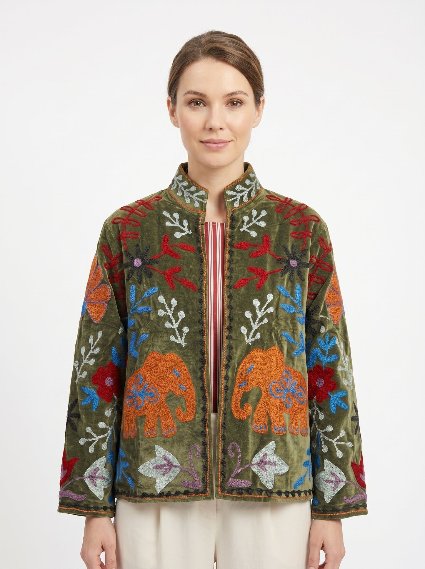 Women's 1022 Suzani Reversible Velvet Jacket – Artistic Embroidered Statement Jacket