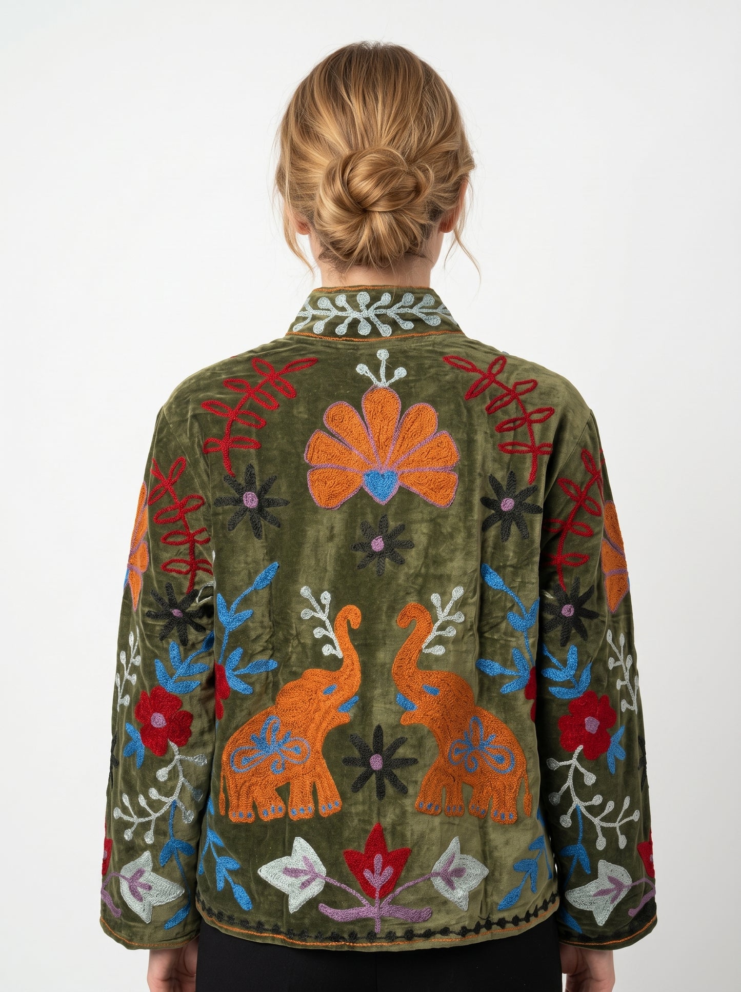 Women's 1022 Suzani Reversible Velvet Jacket – Artistic Embroidered Statement Jacket