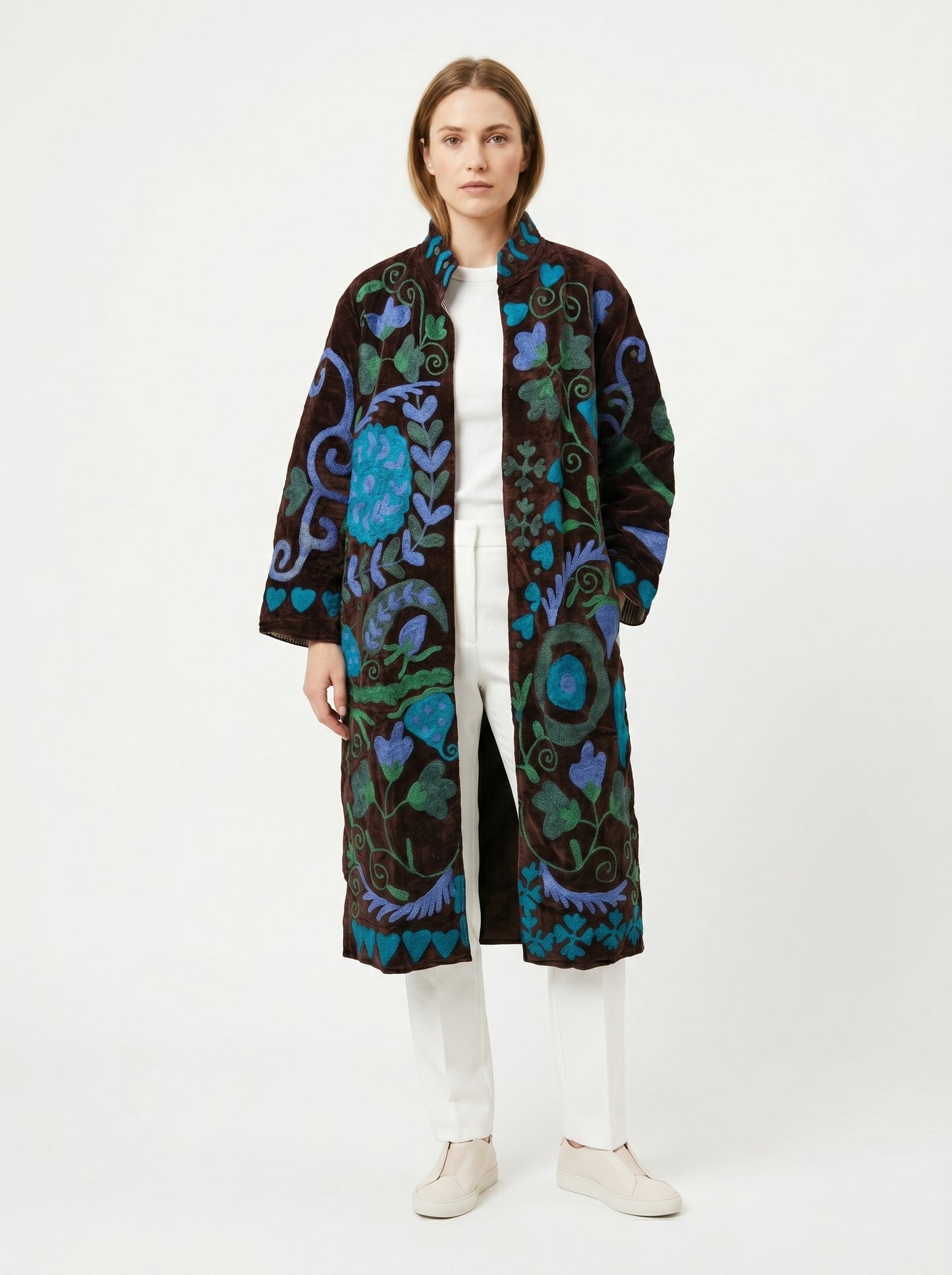 Women's 1011 Suzani Reversible Velvet Jacket – Artistic Embroidered Statement Jacket