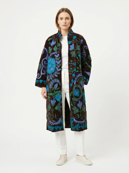 Women's 1011 Suzani Reversible Velvet Jacket – Artistic Embroidered Statement Jacket