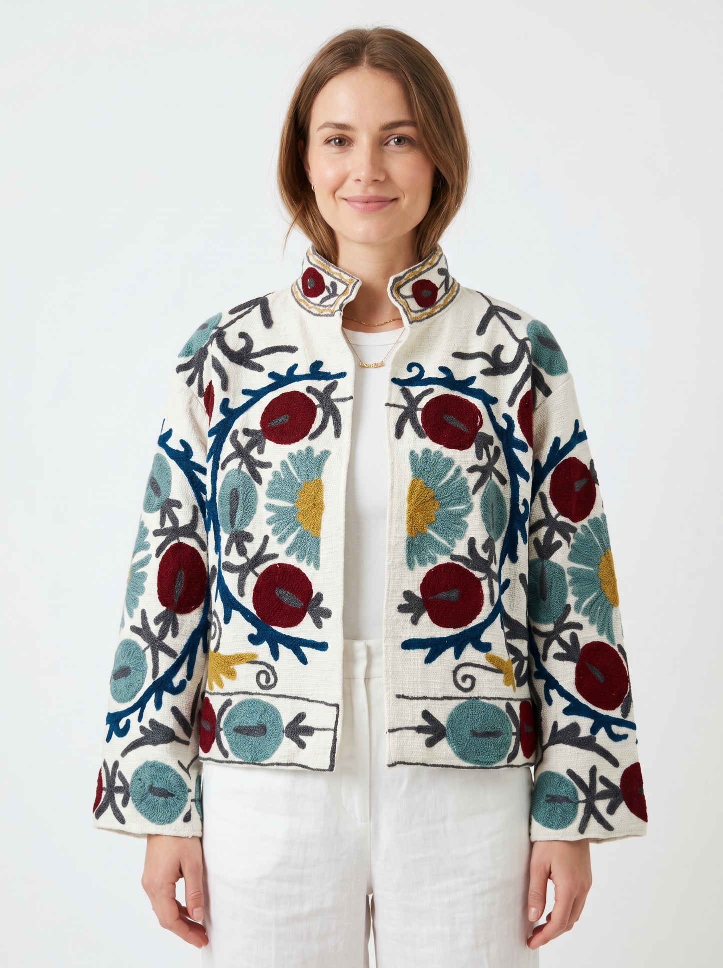 Women's 1024 Suzani Reversible Cotton Jacket – Artistic Embroidered Statement Jacket
