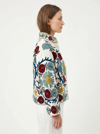 Women's 1024 Suzani Reversible Cotton Jacket – Artistic Embroidered Statement Jacket