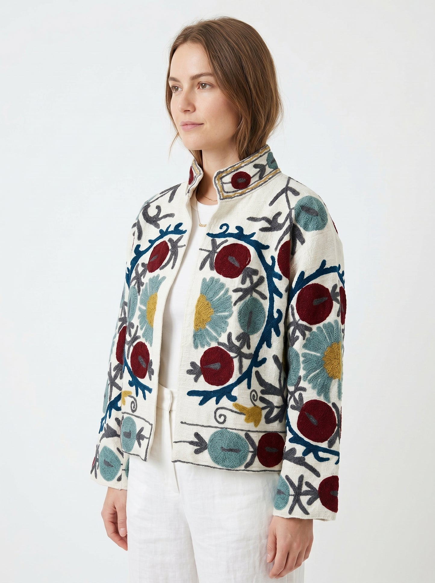 Women's 1024 Suzani Reversible Cotton Jacket – Artistic Embroidered Statement Jacket