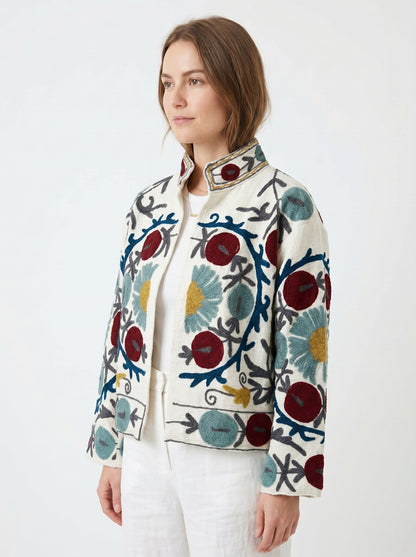 Women's 1024 Suzani Reversible Cotton Jacket – Artistic Embroidered Statement Jacket