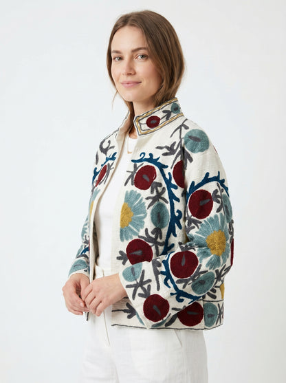 Women's 1024 Suzani Reversible Cotton Jacket – Artistic Embroidered Statement Jacket