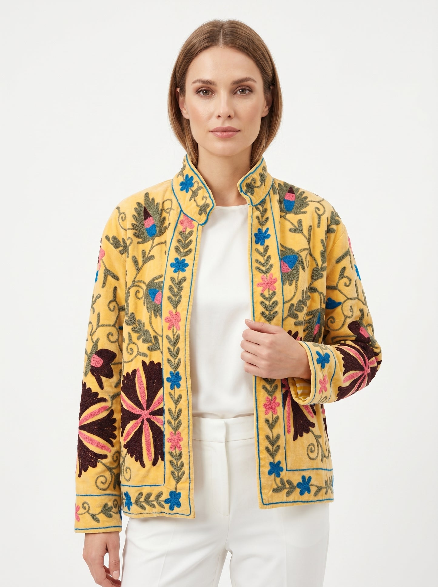 Women's 1023 Suzani Reversible Velvet Jacket – Artistic Embroidered Statement Jacket