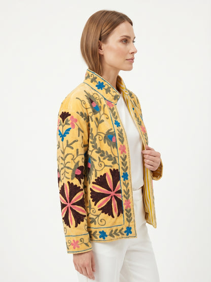 Women's 1023 Suzani Reversible Velvet Jacket – Artistic Embroidered Statement Jacket