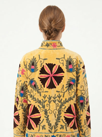 Women's 1023 Suzani Reversible Velvet Jacket – Artistic Embroidered Statement Jacket