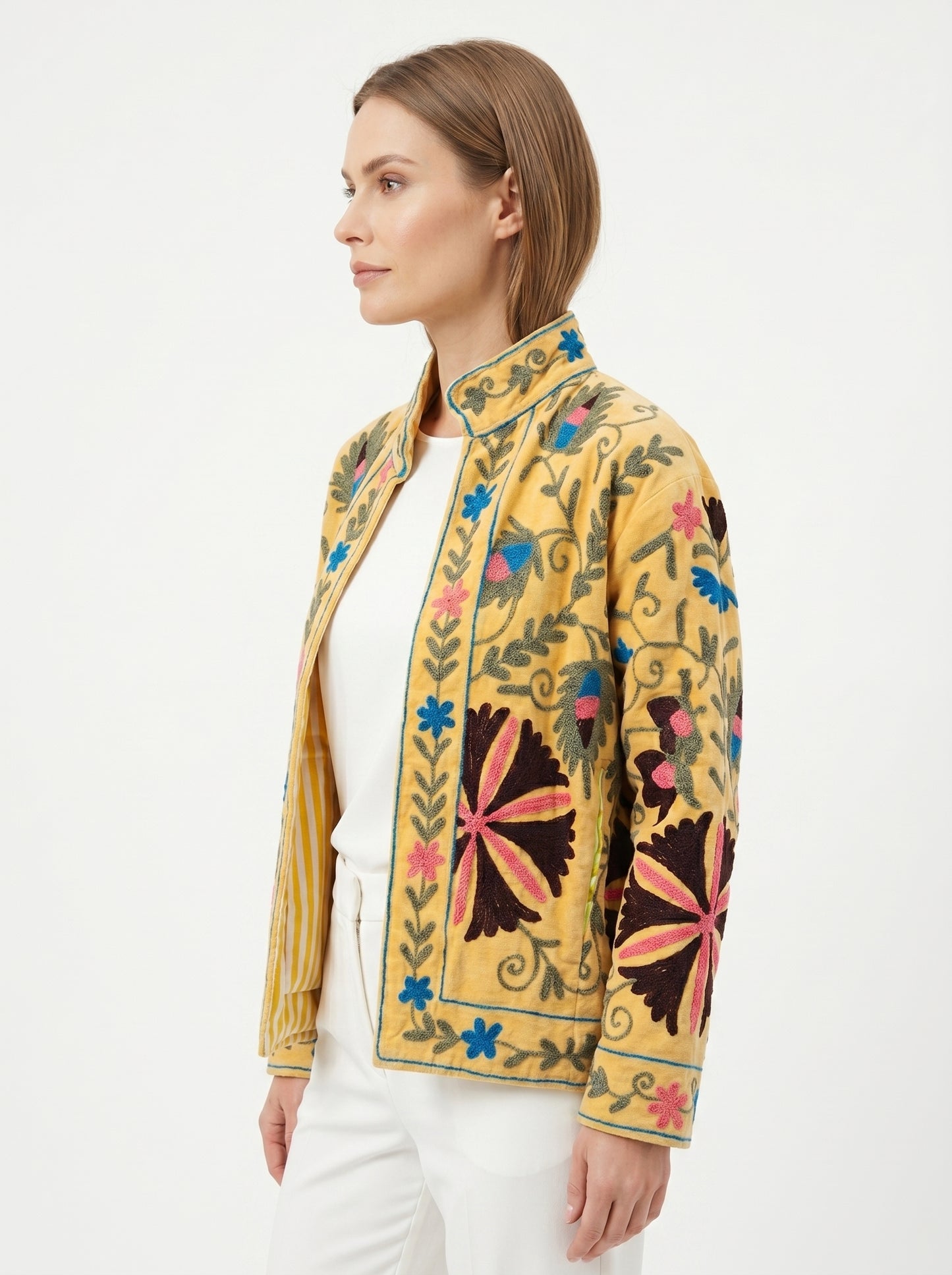 Women's 1023 Suzani Reversible Velvet Jacket – Artistic Embroidered Statement Jacket