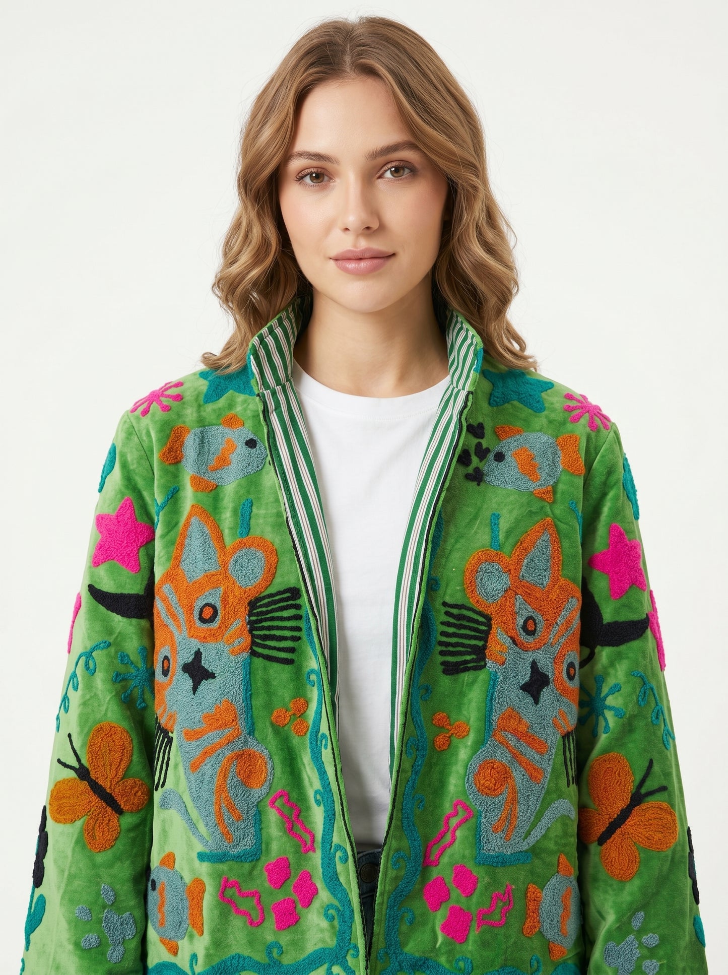 Women's 1017 Suzani Reversible Velvet Jacket – Artistic Embroidered Statement Jacket