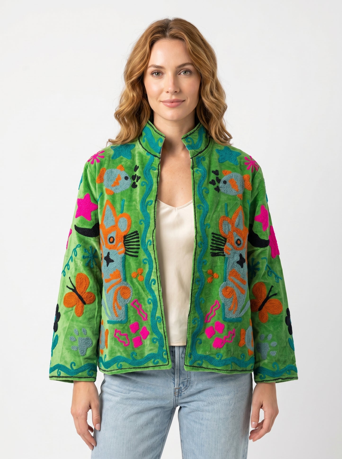 Women's 1017 Suzani Reversible Velvet Jacket – Artistic Embroidered Statement Jacket