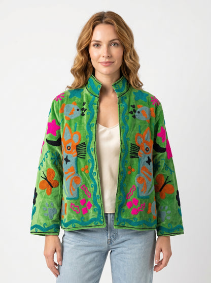 Women's 1017 Suzani Reversible Velvet Jacket – Artistic Embroidered Statement Jacket