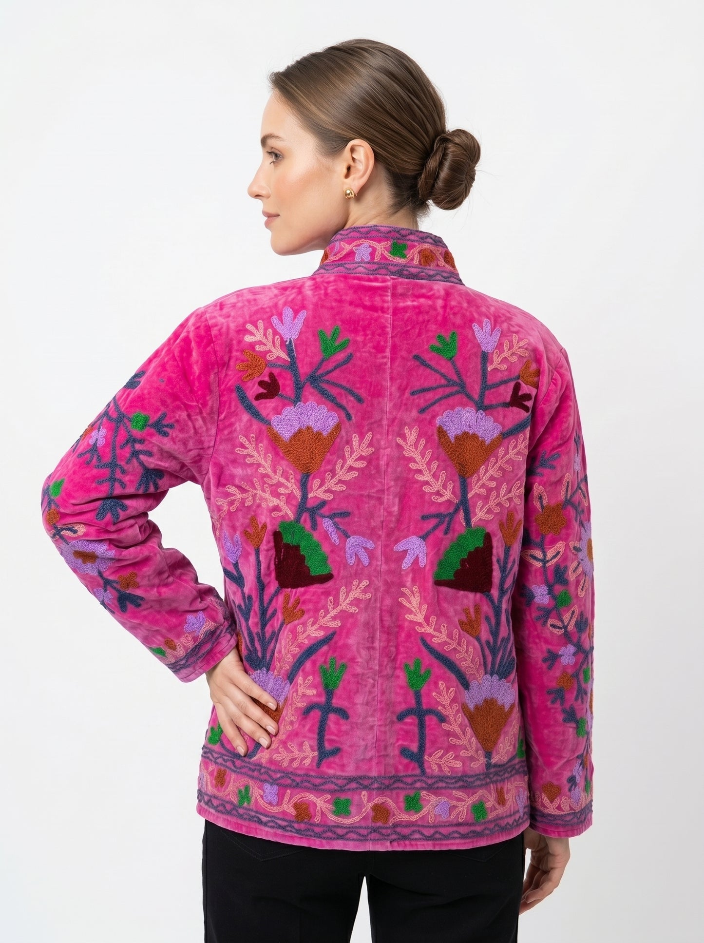 Women's 109 Suzani Reversible Velvet Jacket – Artistic Embroidered Statement Jacket