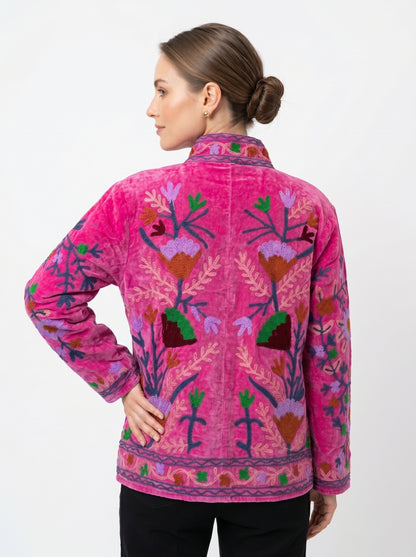 Women's 109 Suzani Reversible Velvet Jacket – Artistic Embroidered Statement Jacket