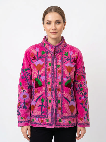 Women's 109 Suzani Reversible Velvet Jacket – Artistic Embroidered Statement Jacket