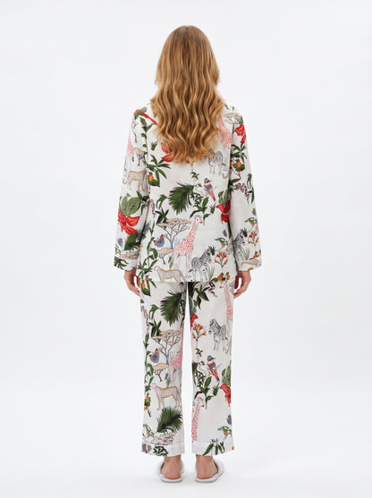White Night Queen Cotton Night Suit Set – Elegant Two Piece Pajama Set description