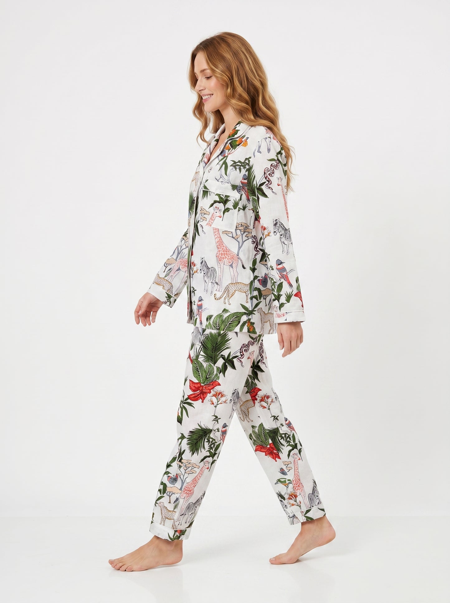 White Night Queen Cotton Night Suit Set – Elegant Two Piece Pajama Set description