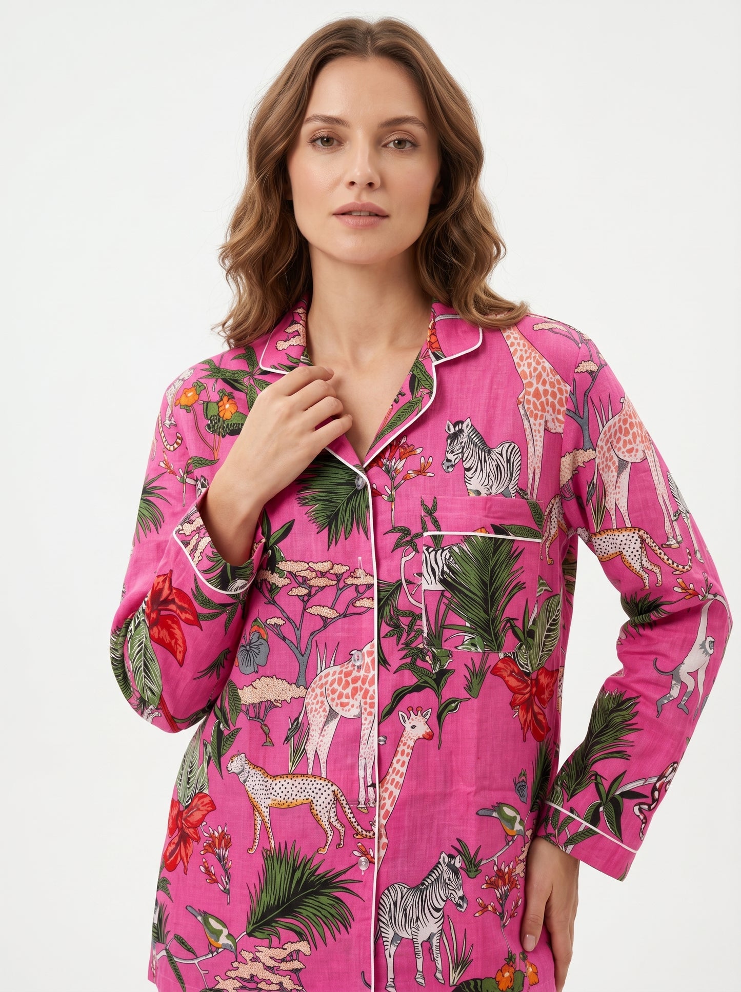 Pink Night Queen Cotton Night Suit Set – Elegant Two Piece Pajama Set description