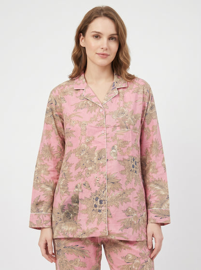 Blush Bloom Cotton Night Suit Set – Elegant Two Piece Pajama Set description