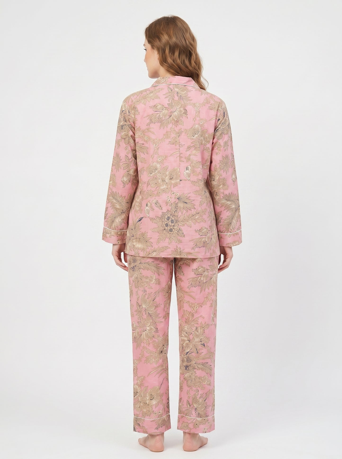 Blush Bloom Cotton Night Suit Set – Elegant Two Piece Pajama Set description