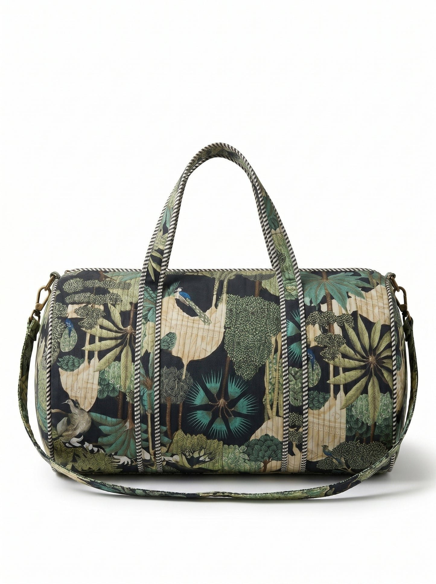 Peacock Green Grace Quilted Cotton Duffle Bag – Lightweight Travel Weekender