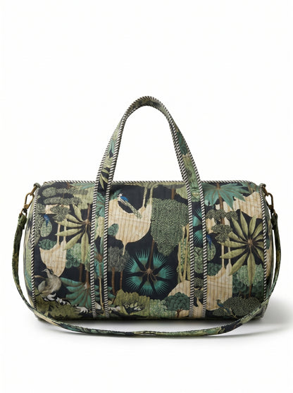 Peacock Green Grace Quilted Cotton Duffle Bag – Lightweight Travel Weekender