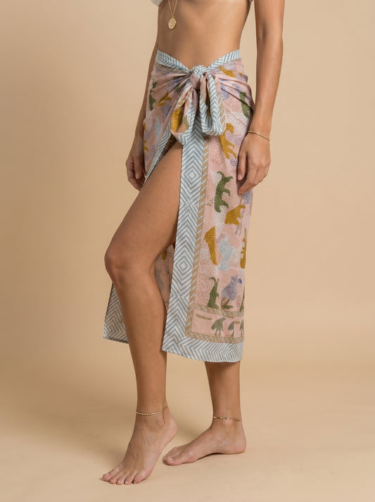 Tropical Print Beach Sarong Wrap Skirt