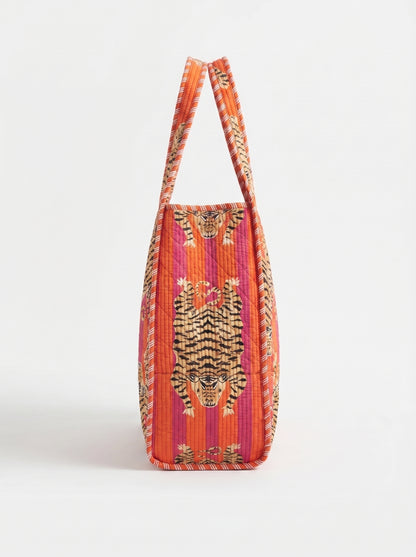 Tiger Orange Tango – Wander Reversible Tote Bag 18x18