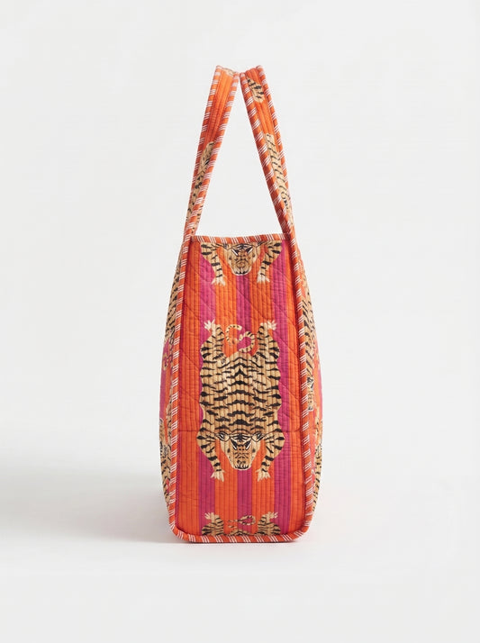 Tiger Orange Tango – Wander Reversible Tote Bag 18x18