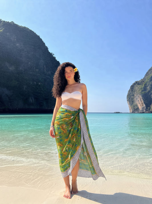 Green Playful Sarong - Beach Cover