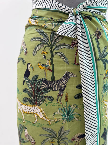 Mellow Green Safari Sarong - Beach Cover