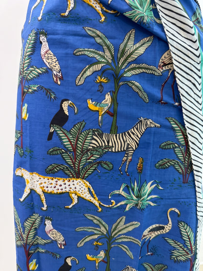 Emerald Blue Safari Sarong Wrap - Beach Cover