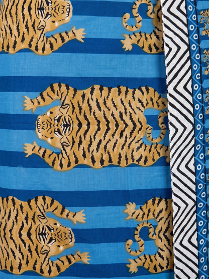 Blue Stripes Tiger Tibetan Sarong - Beach Cover